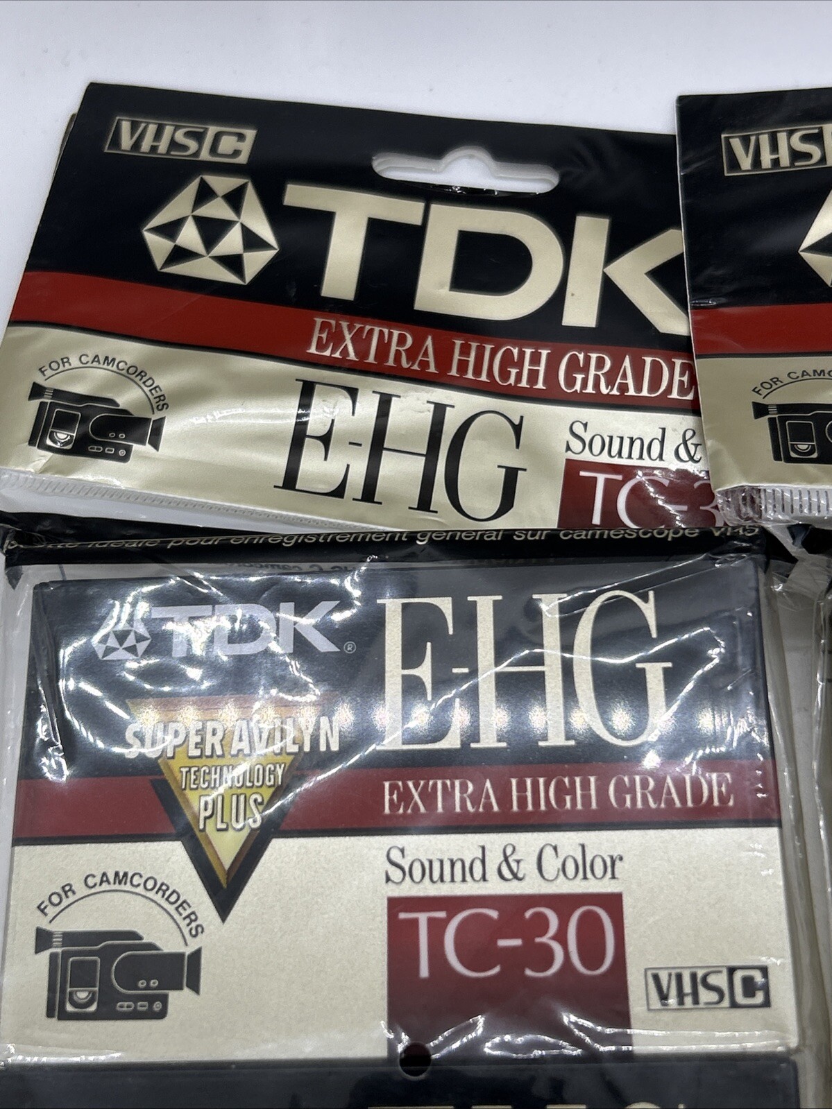NEW SEALED LOT OF 4 VHS-C Video Tapes TC-30 TDK E-HG SUPER AVILYN VHS C Camcorde
