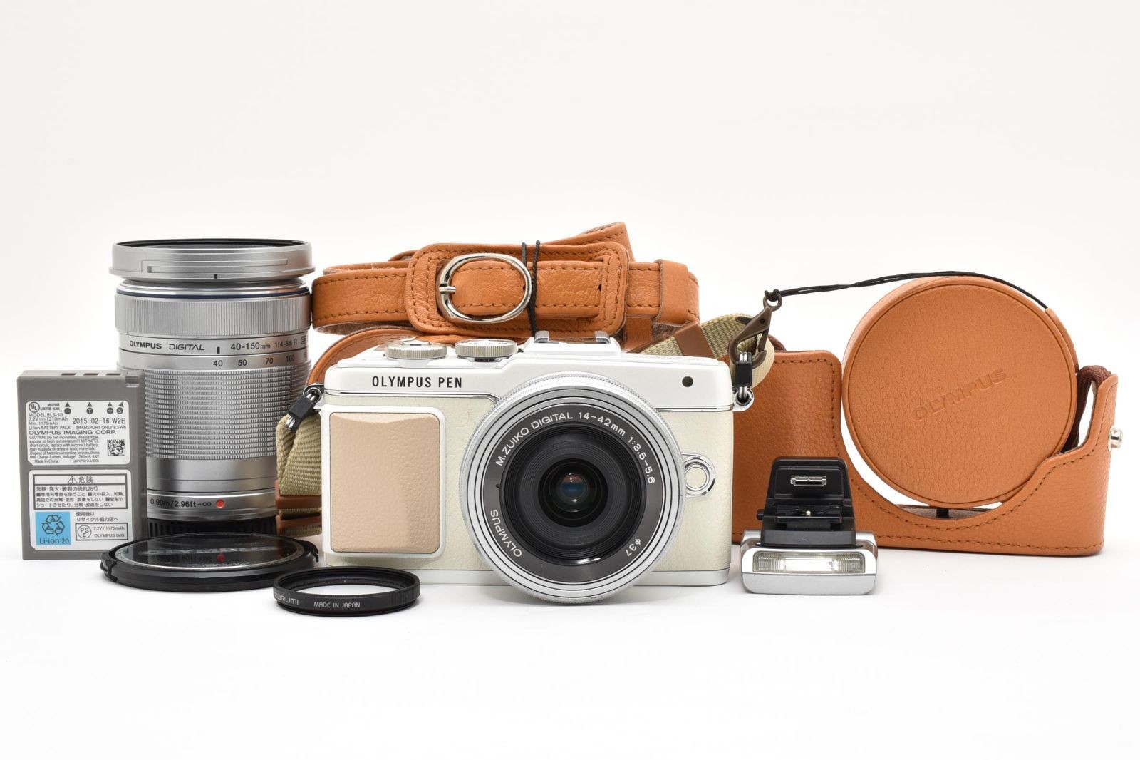 Excellent Condition OLYMPUS PEN Lite E PL7 White 14 42mm F3.5 5.6 40 150mm F4 5.