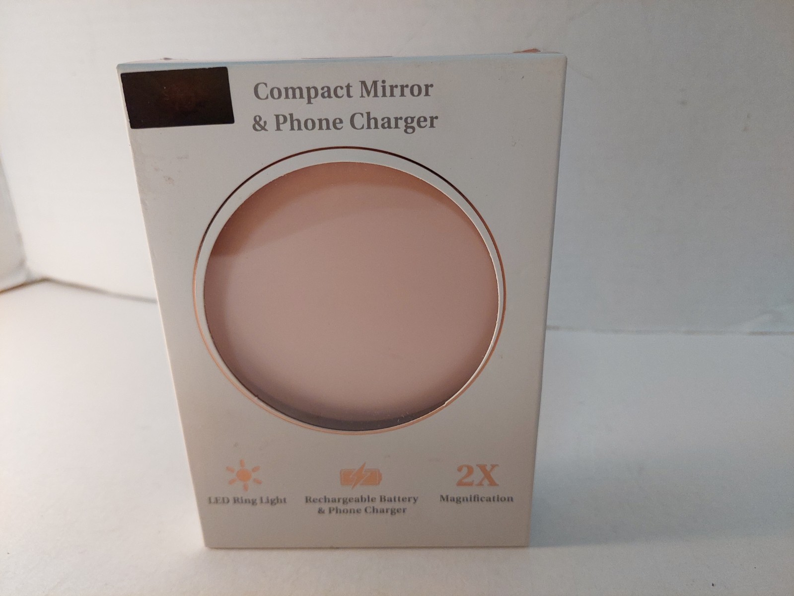 Compact Mirror And Phone Charger LED Ring Light Rechargeable 2X New Sealed