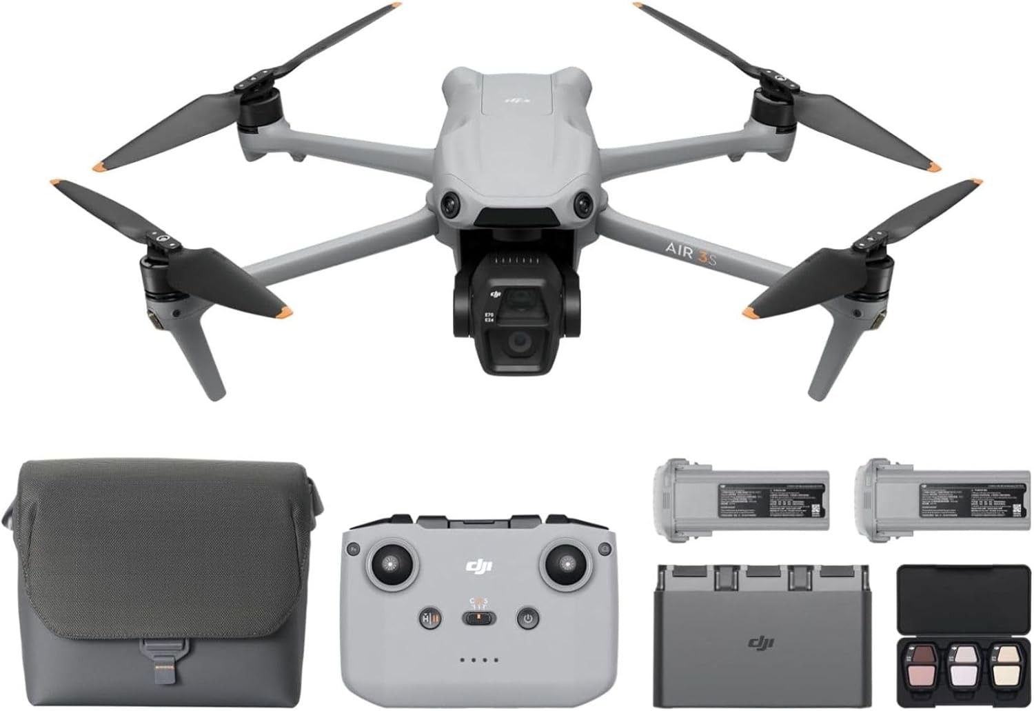 DJI Air 3S Fly More Combo(RC-N3),Drone Camera 1″CMOS Wide-Angle,4K/60fps,3 Batte