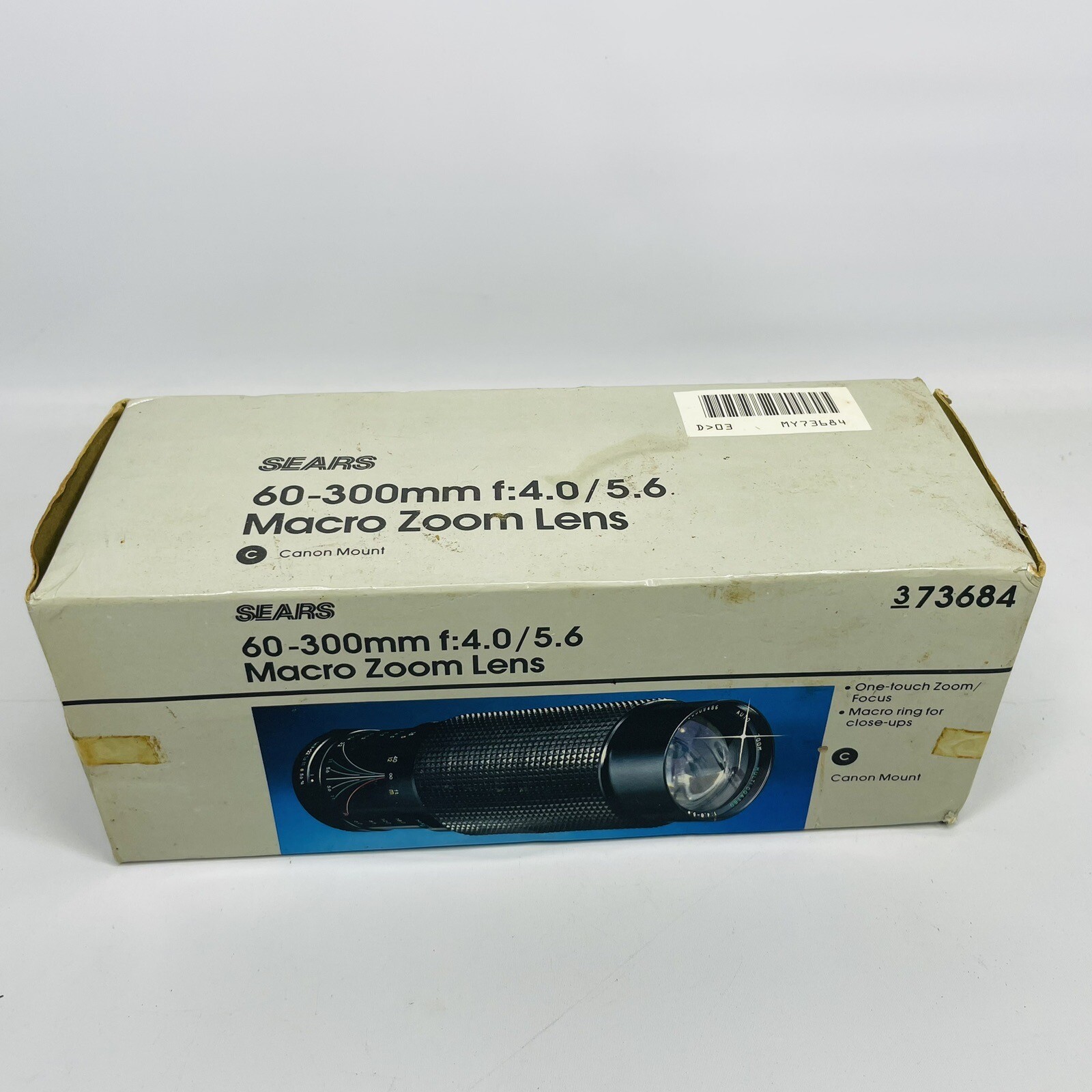Sears Macro Zoom 60-300mm f/4.0-5.6 Lens with Caps/ Canon Mount in Box