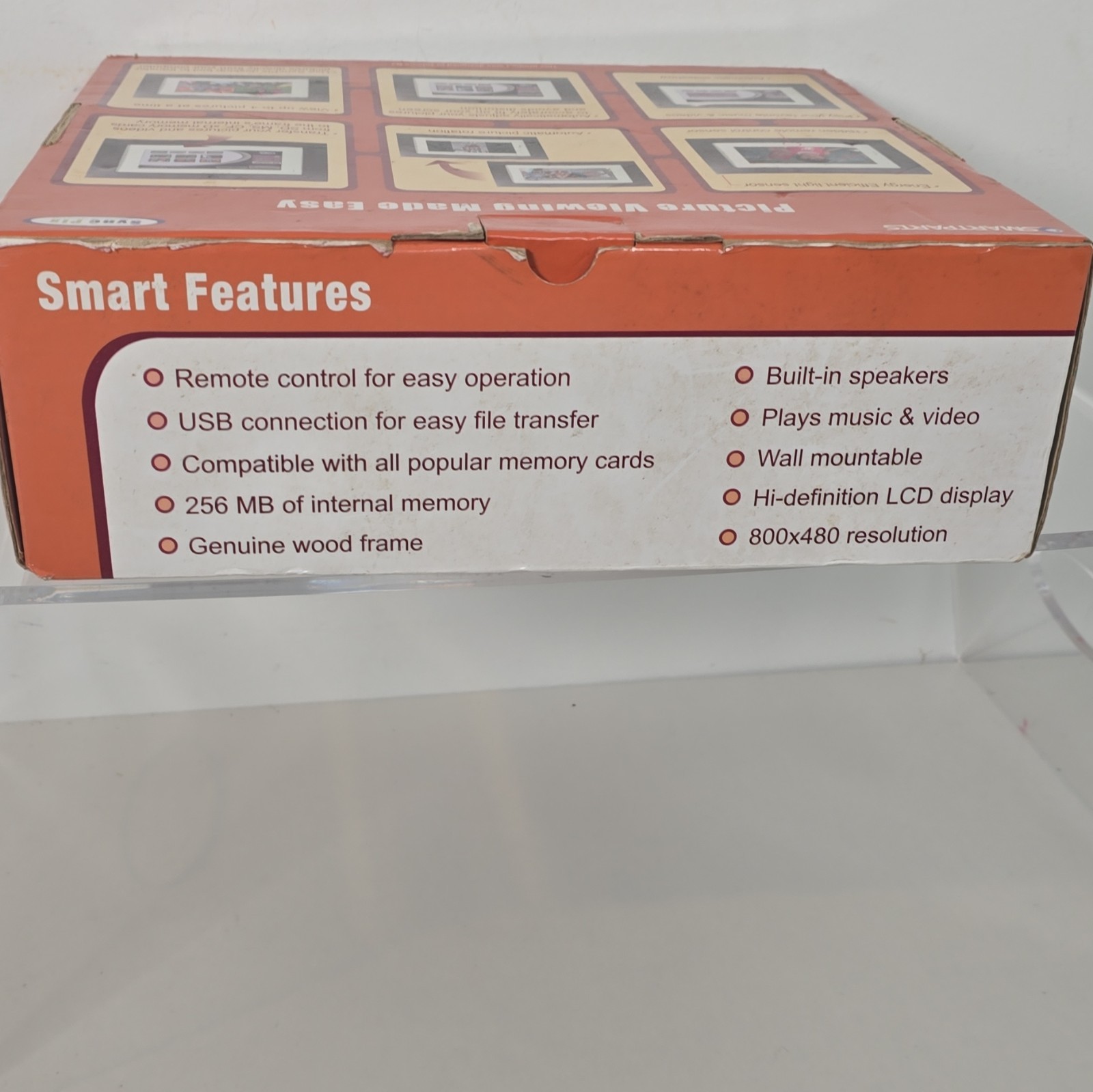SmartParts SyncPix 7in LCD Digital Picture Frame 256MB USB Brown Remote