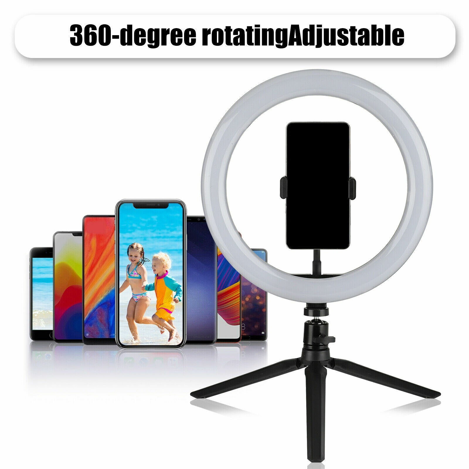 10″ RGB Beauty Fill Light LED Ring w/Tripod Stand Dimmable Kit for Phone Stream