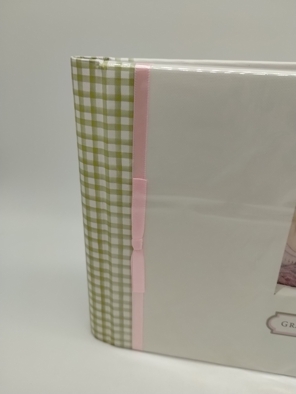 Hallmark Grandma Album Photo Voice Recordable Green Plaid Pink Ribbon