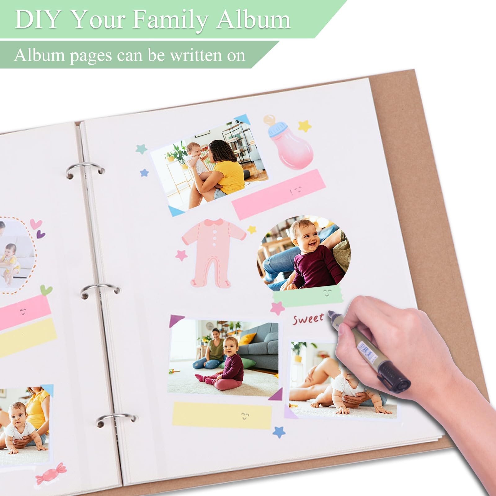 11 x 9 Inch Photo Album Refill Pages,Album Pages for 3 Ring Binder, Self Adhe…