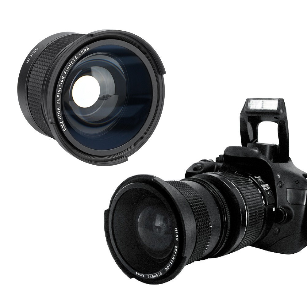 52mm 0.35X Universal Wide Angle Fisheye Lens with Lens Caps Storage Pouch