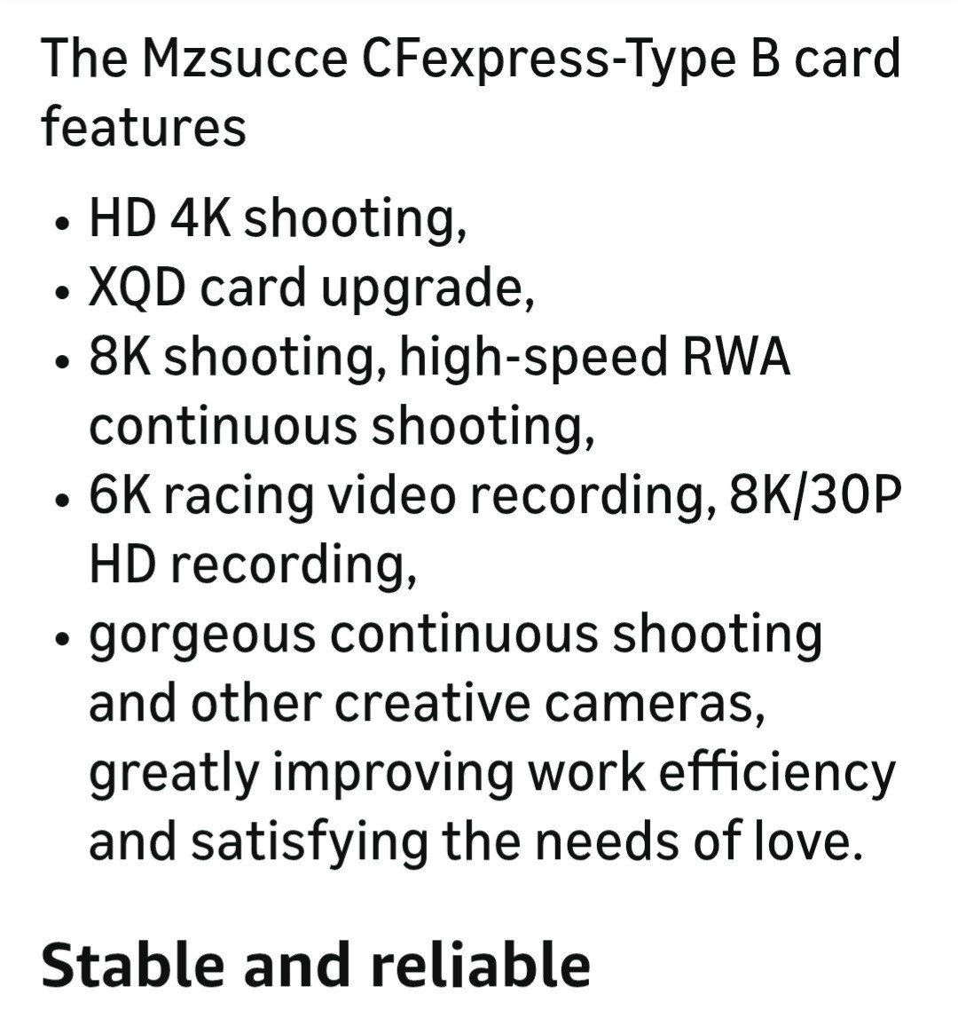 Mzsucce 512GB CFexpress Type B memory card model YXCFE-B1
