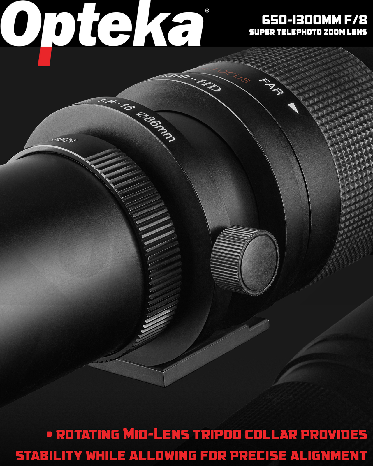 Opteka 650-2600mm f/8 Telephoto Zoom Lens for Canon EF EOS 90D 80D 77D 70D 60D