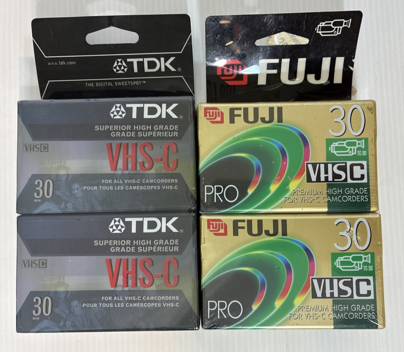 Lot of 4 VHS-C Tapes TDK Superior High Grade Fuji PRO Premium 30 Min New Sealed
