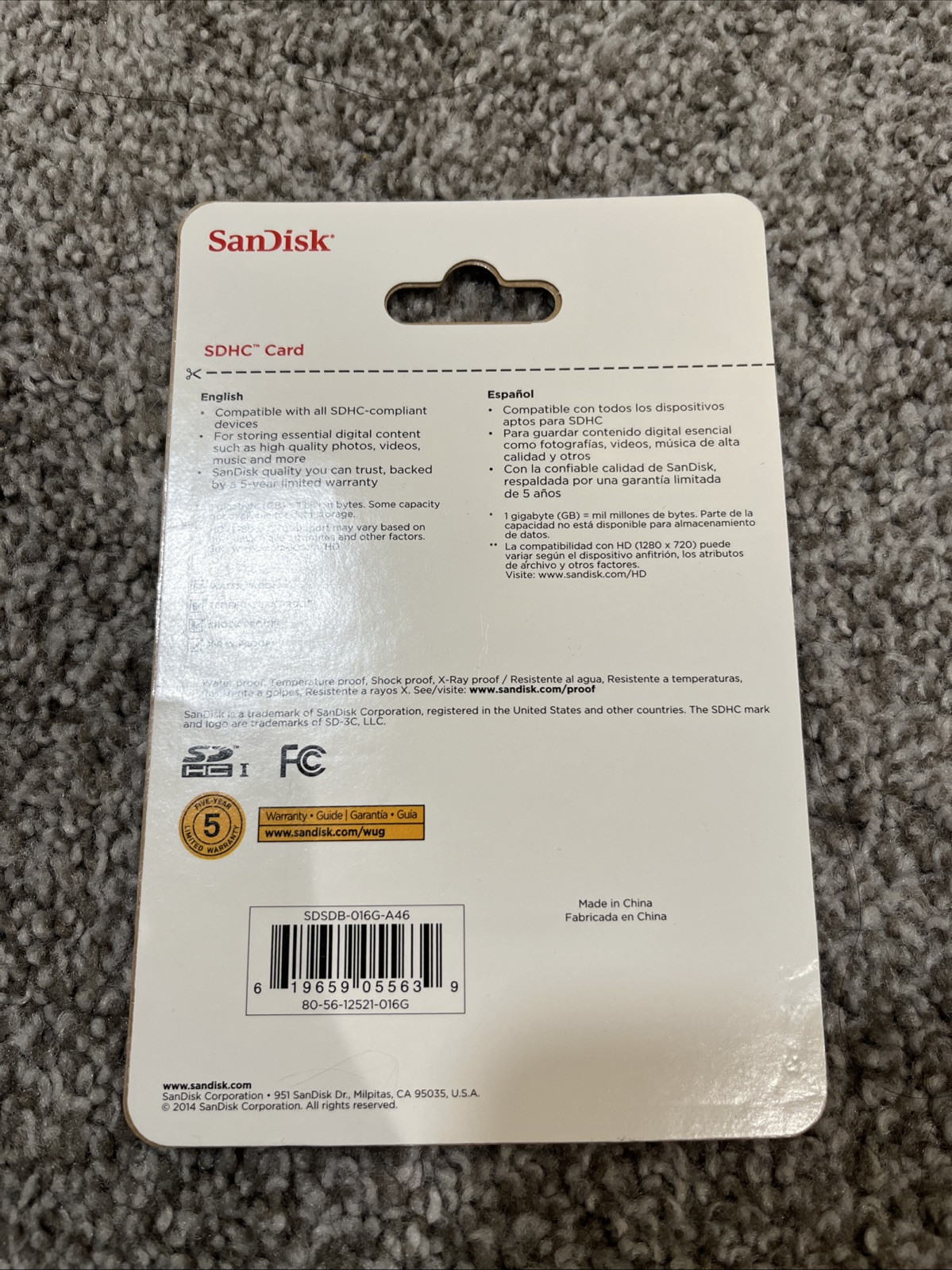 Sandisk 16GB SD Card SDSDB-016G-A46