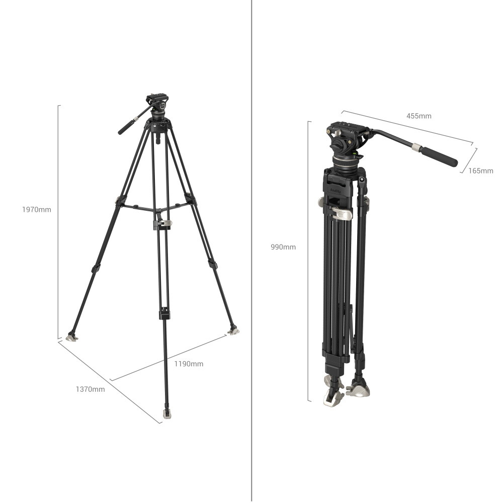 SmallRig AD-100 78″ FreeBlazer Heavy-Duty Carbon Fiber Video Tripod Kit 3989