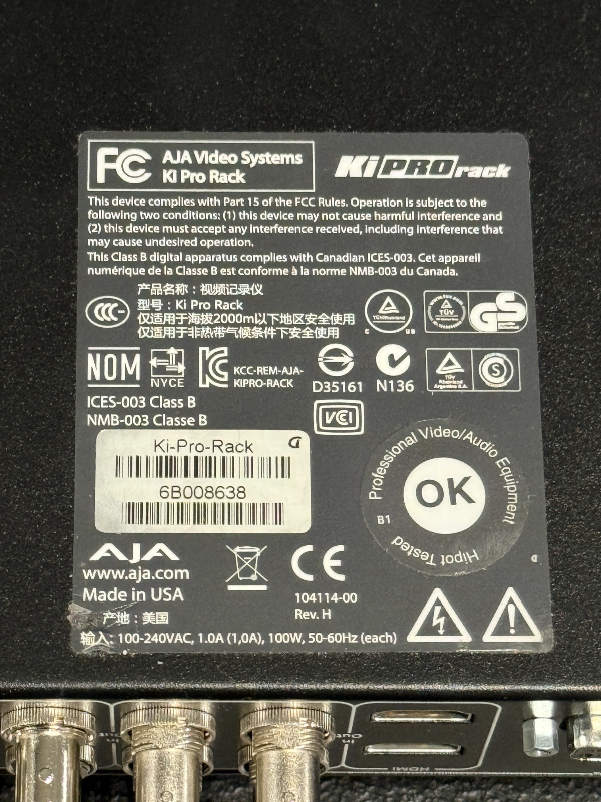 ONE Aja Ki Pro Rack Pro with TWO 750gb drives included
