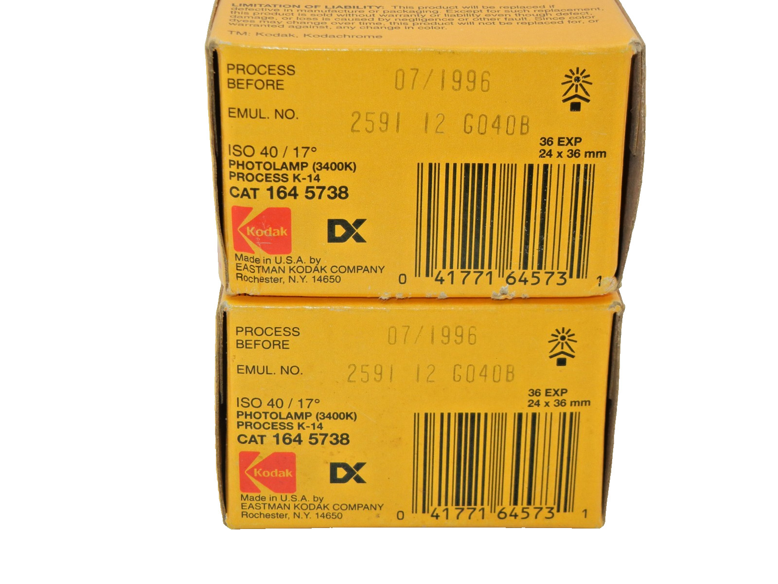 2 Rolls of Kodachrome 40 Type A KPA 135-36 Film for Color Slides 7/96 Expiration