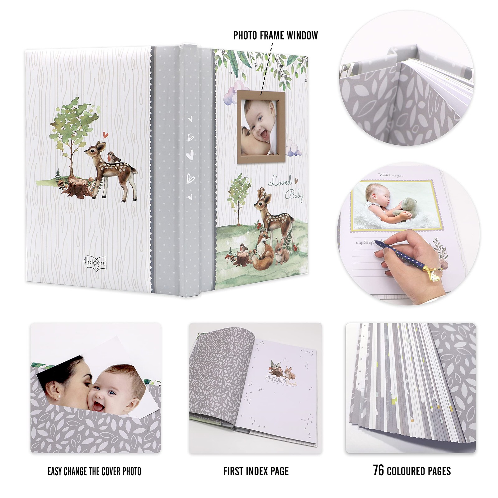First 5 Years Baby Memory Book – 76 Colourful Illustrated Keepsake Journal Pages