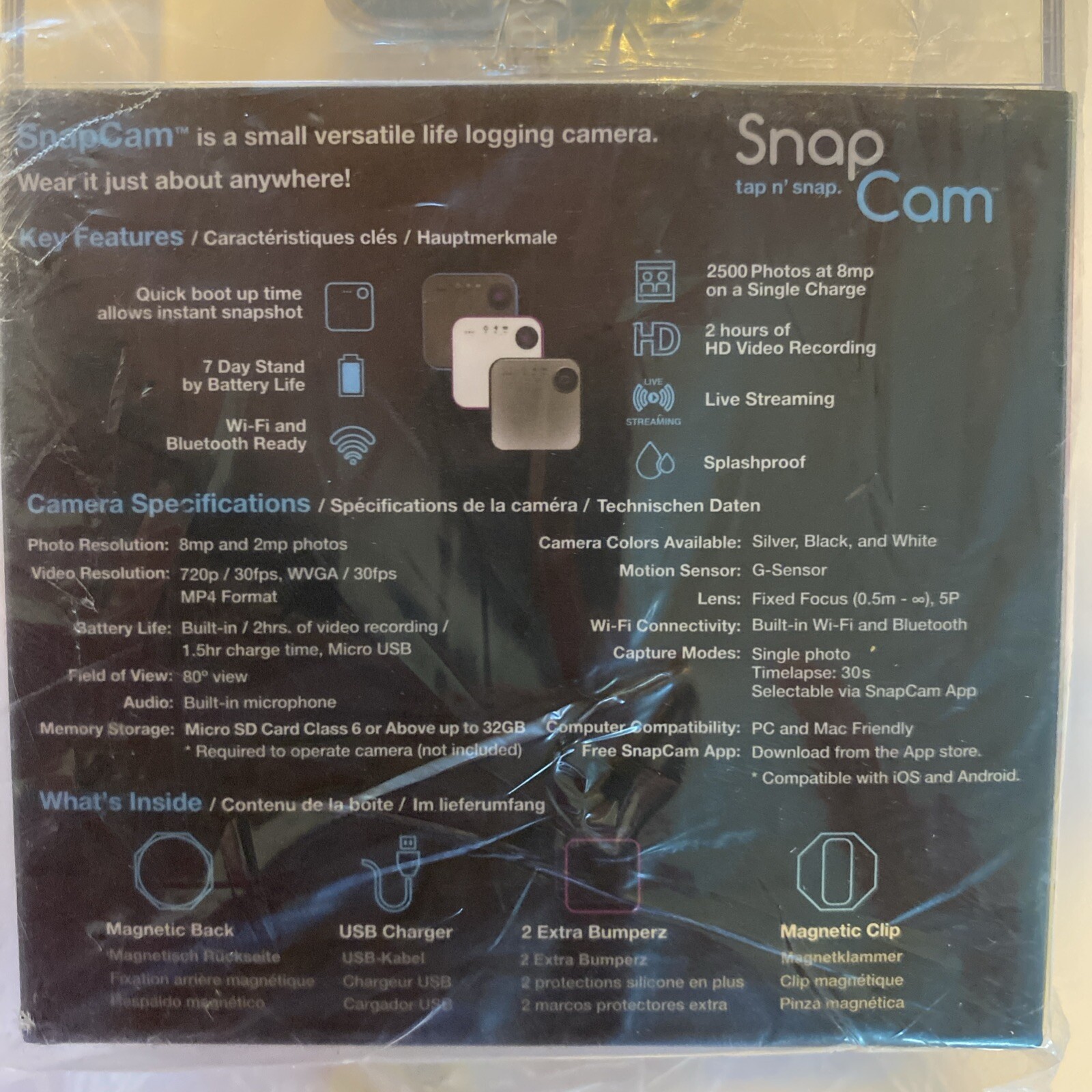 iON Camera SnapCam Wearable HD Camera with Wi-Fi & Bluetooth (White) ION1049
