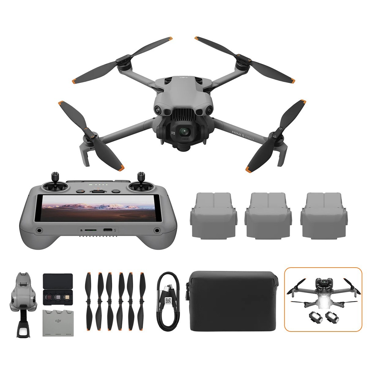 DJI Mini 5 Pro Fly More Combo Plus RC2 Drone(3 Battery Plus) W/2PC Strobe Light