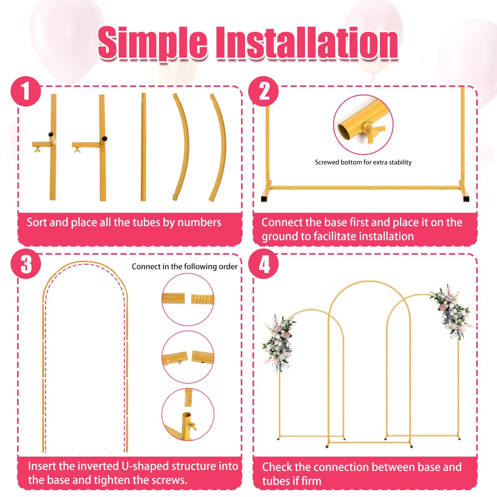 7.2FT Arch Backdrop Stand and White Cover Set,Wedding Arch Backdrop Stand,Bal…