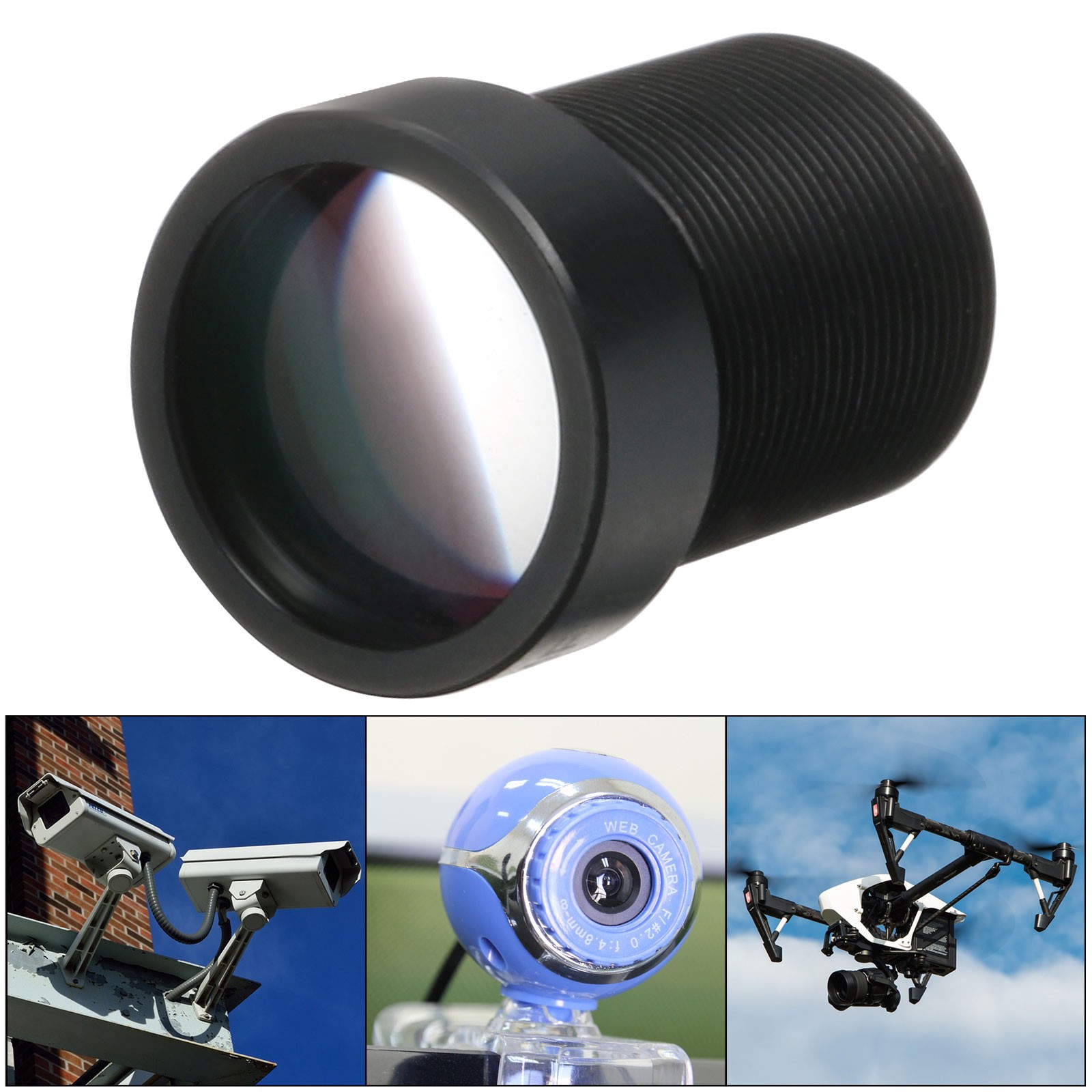 25mm CCTV Camera Lens 5MP F2.0 FPV Security Camera Lens for IP Camera, Black