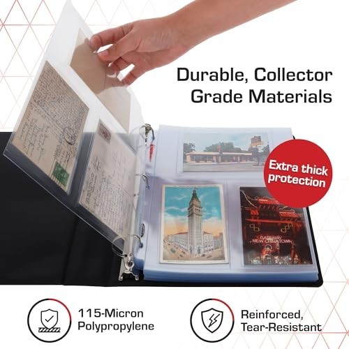 3-Pocket 4×6 Photo Sleeves for 3 Ring Binder | Archival Refill Pages | 50 Count