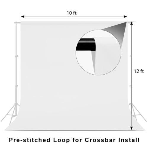 10X12ft White Backdrop for Photography, Polyester Background for 10x12ft White