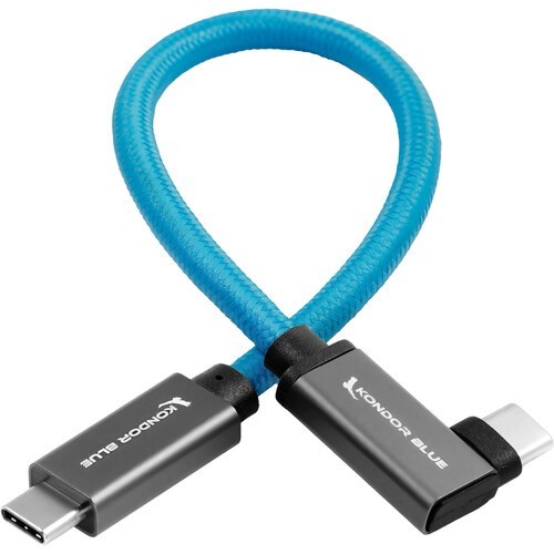 Kondor Blue USB-C 3.2 Gen 2 Straight to Right-Angle Cable (12″, Kondor Blue)