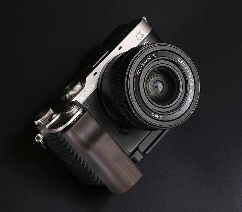 QR L Handle Hand Grip Wood Hanlde + Alloy Baseplate For Sony A7C Camera Holder