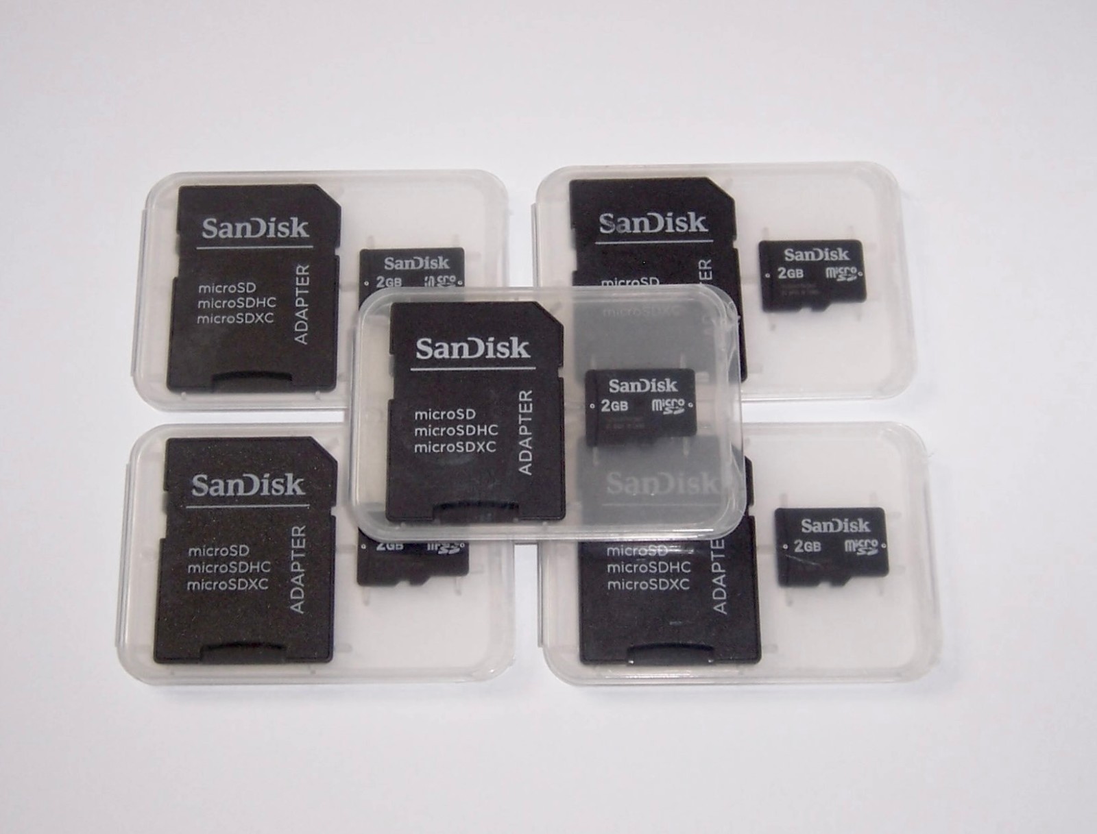 5 New SanDisk 2GB SDHC MicroSD Memory Cards 2 GB Micro SD TF SD-02G 5 Pack New!