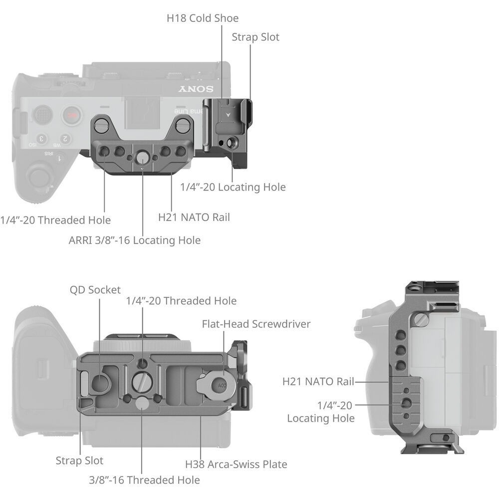 SmallRig Half Cage for Sony FX3 / FX30+ 2X K&F CONCEPT NP-FZ100 2280mAH Battery