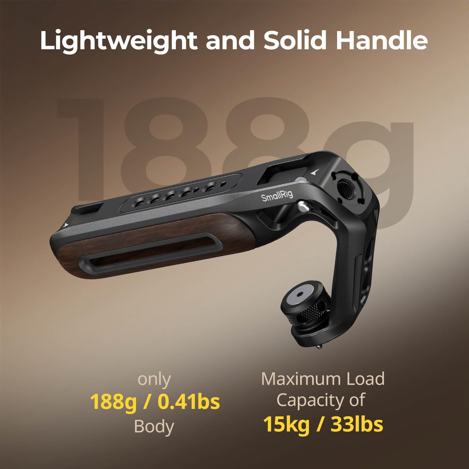 Wooden Top Handle with Retractable 1/4”-20 and 3/8”-16 Locating Screw for A…