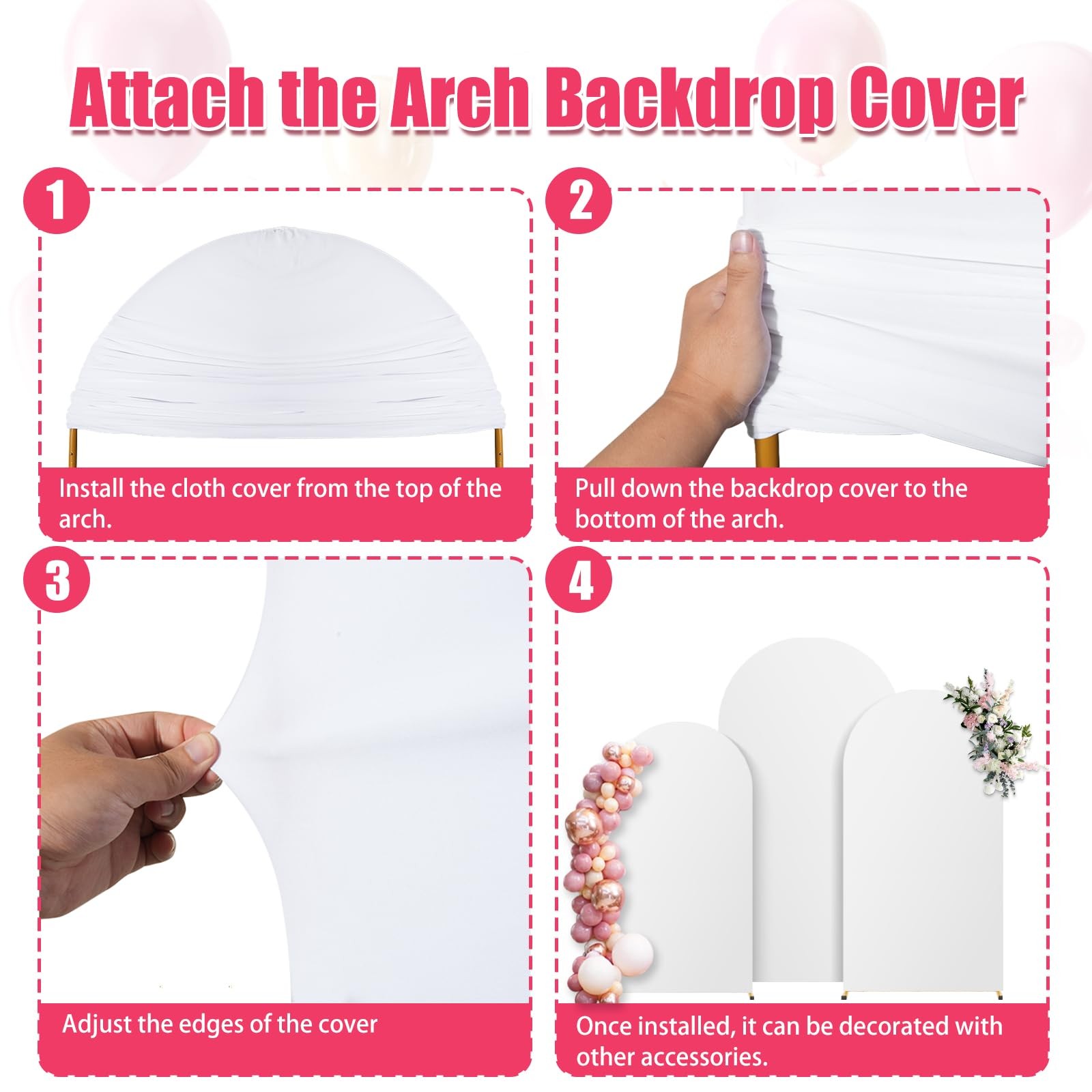 7.2FT Arch Backdrop Stand and White Cover Set,Wedding Arch Backdrop Stand,Bal…