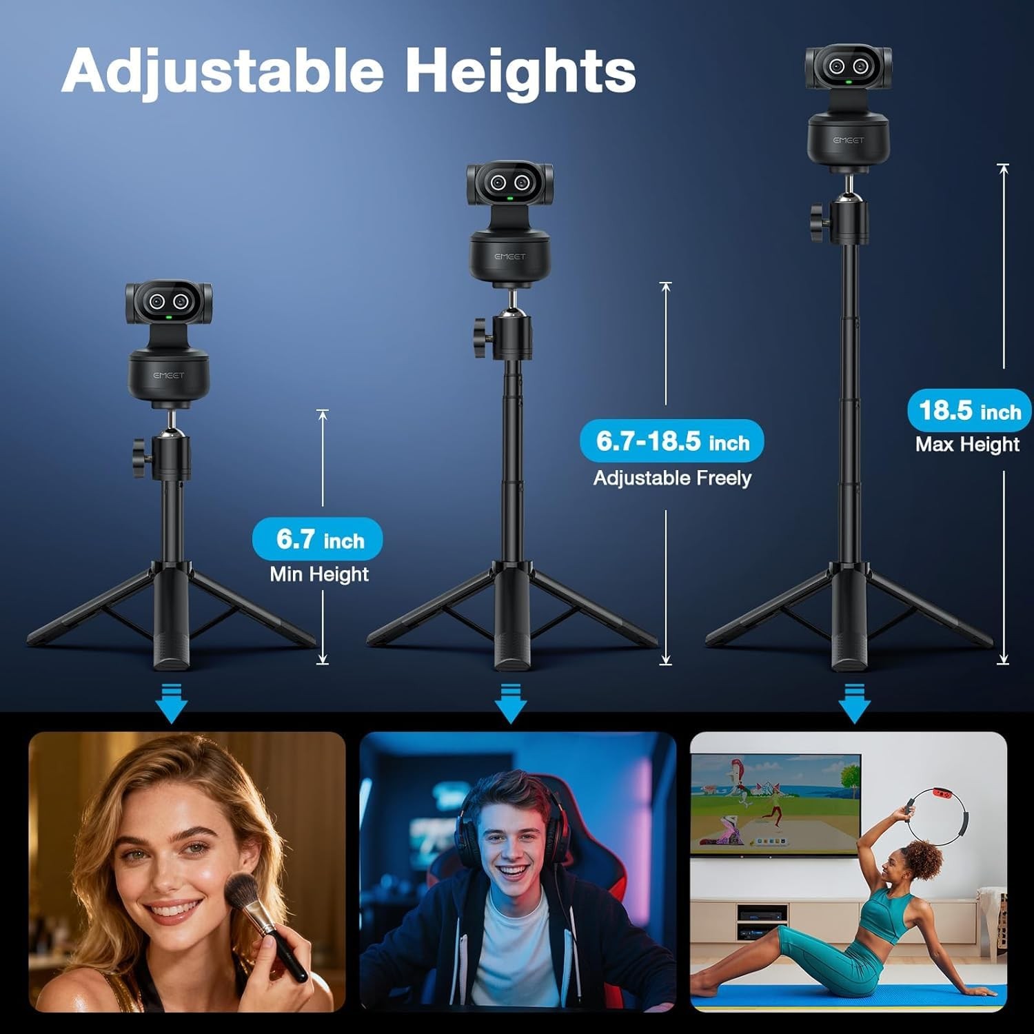 EMEET PIXY Dual-Camera AI-Powered PTZ Camera 4K with Tripod, AI Black