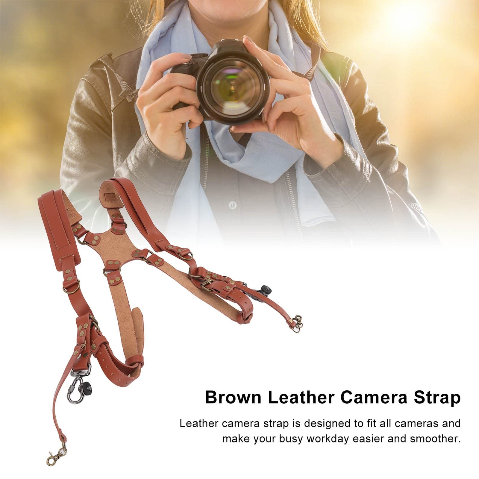 Jerliflyer Double Camera Harness, Quick Release Adjustable Leather Camera Har…