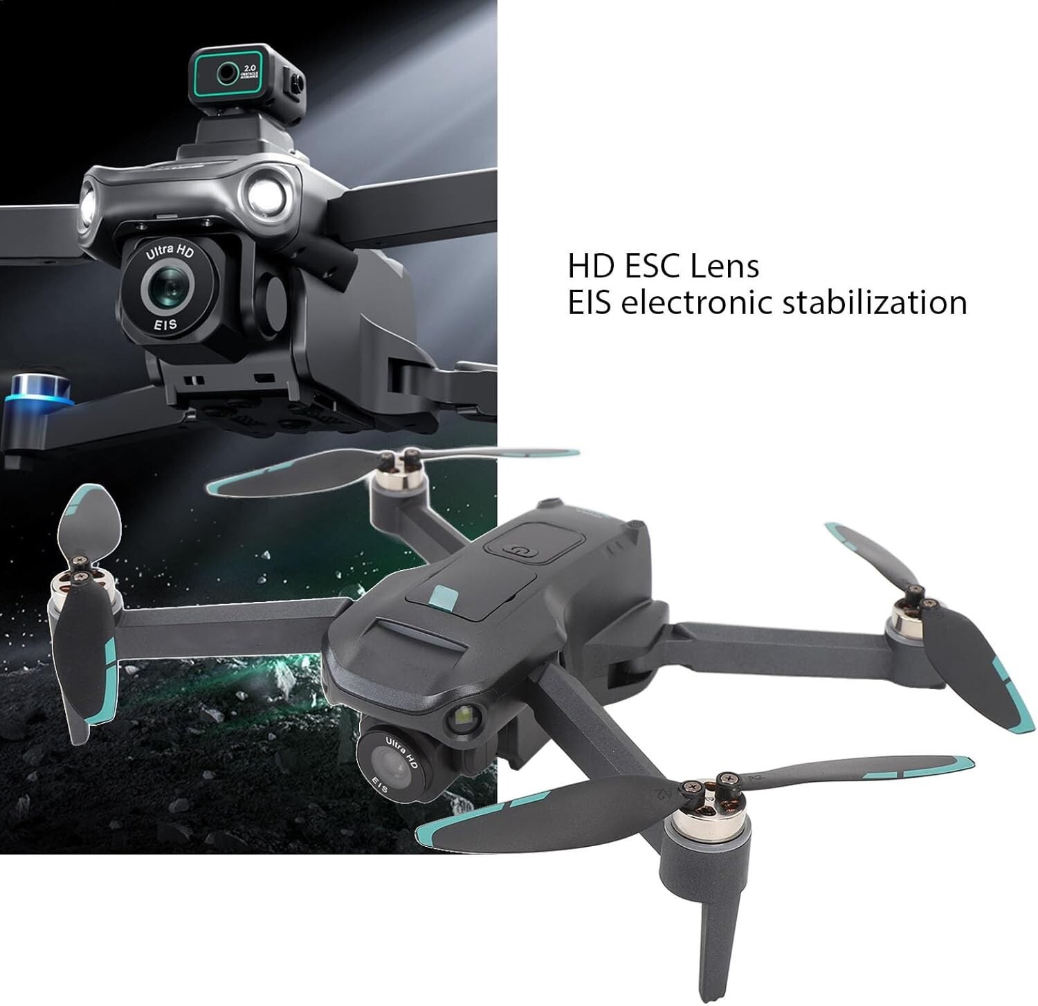RC Drone Brushless, HD Dual Camera Quadcopter, Obstacle Avoidance LCD Screen Opt