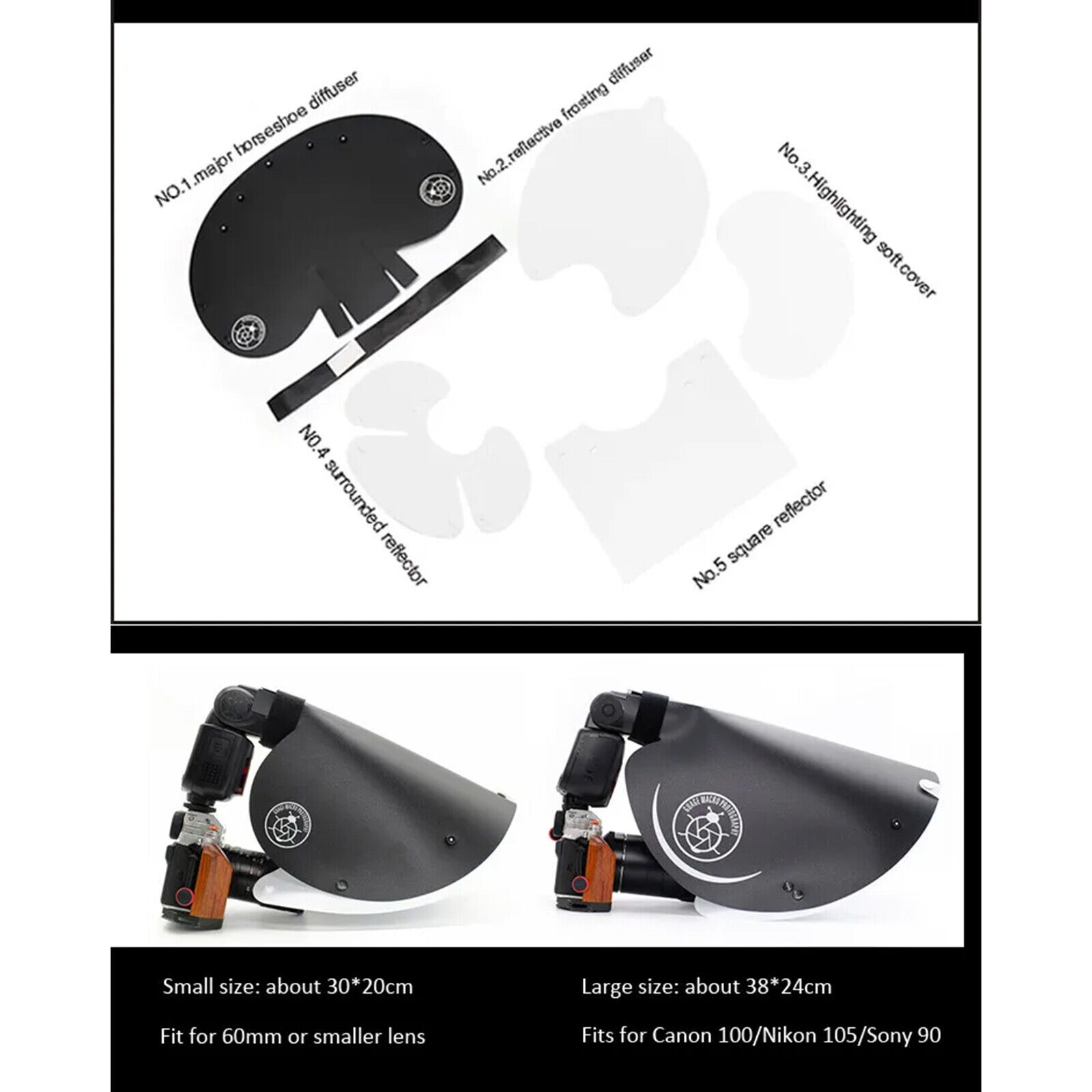 Macro Diffuser Soft Light Cover Reflector For Camera 100 Sony 90 Nikon 105 Lens