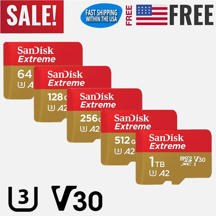 SanDisk Extreme PRO 64/128/256/512GB/1TB/2TB microSDXC Memory Card w/ SD Adapter