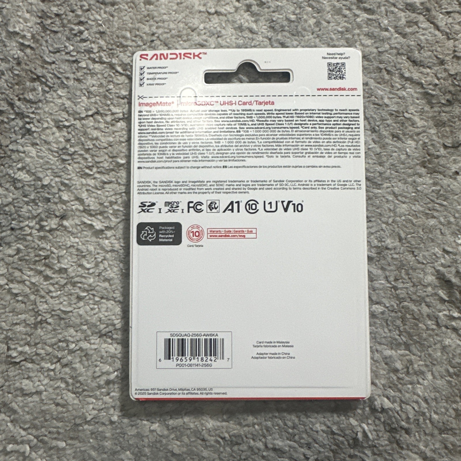 SanDisk Extreme PRO 256GB microSDXC UHS-I Memory Card With Adapter