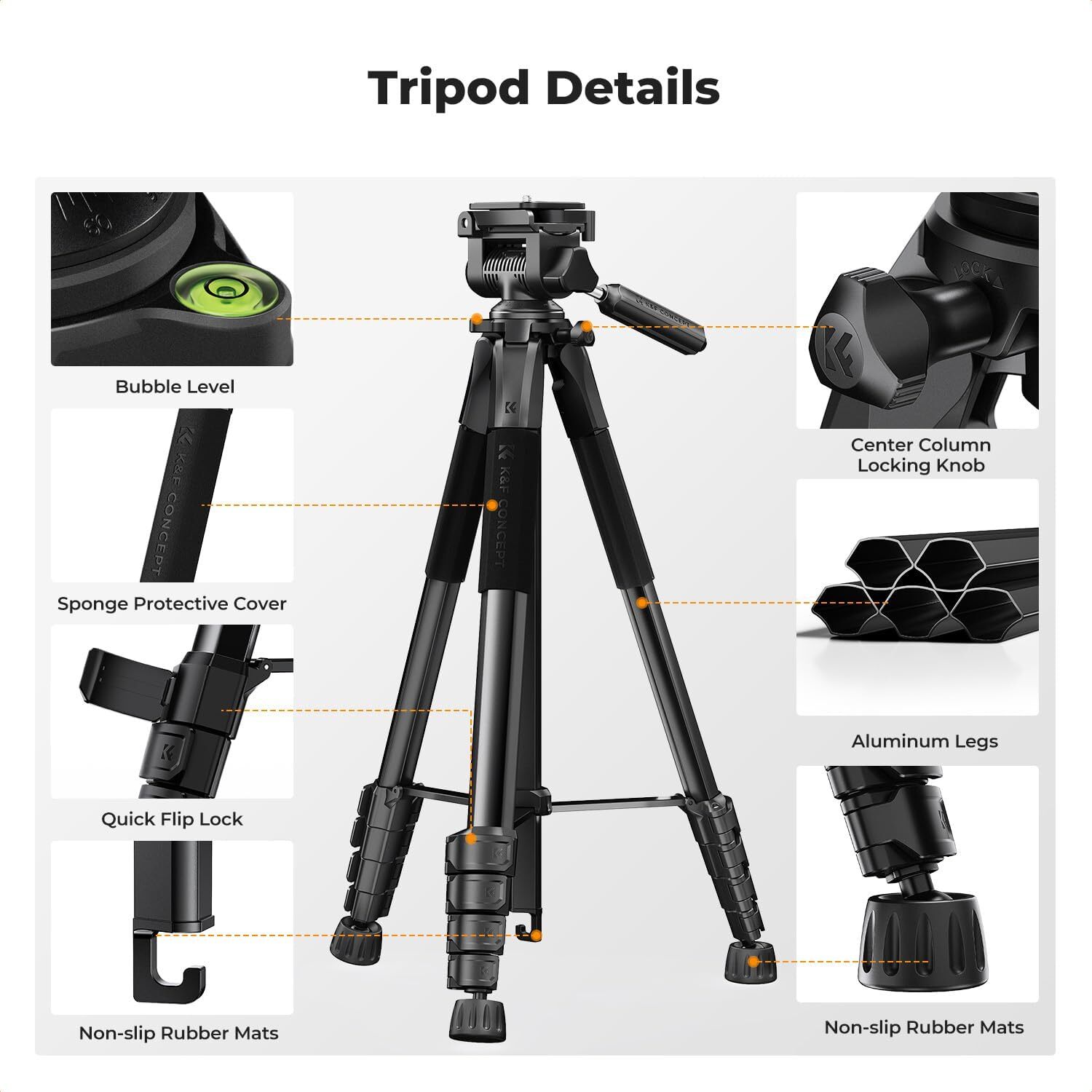 K&F Concept Camera Tripod 75″ Lightweight Travel DSLR Tripods for Camera Phone