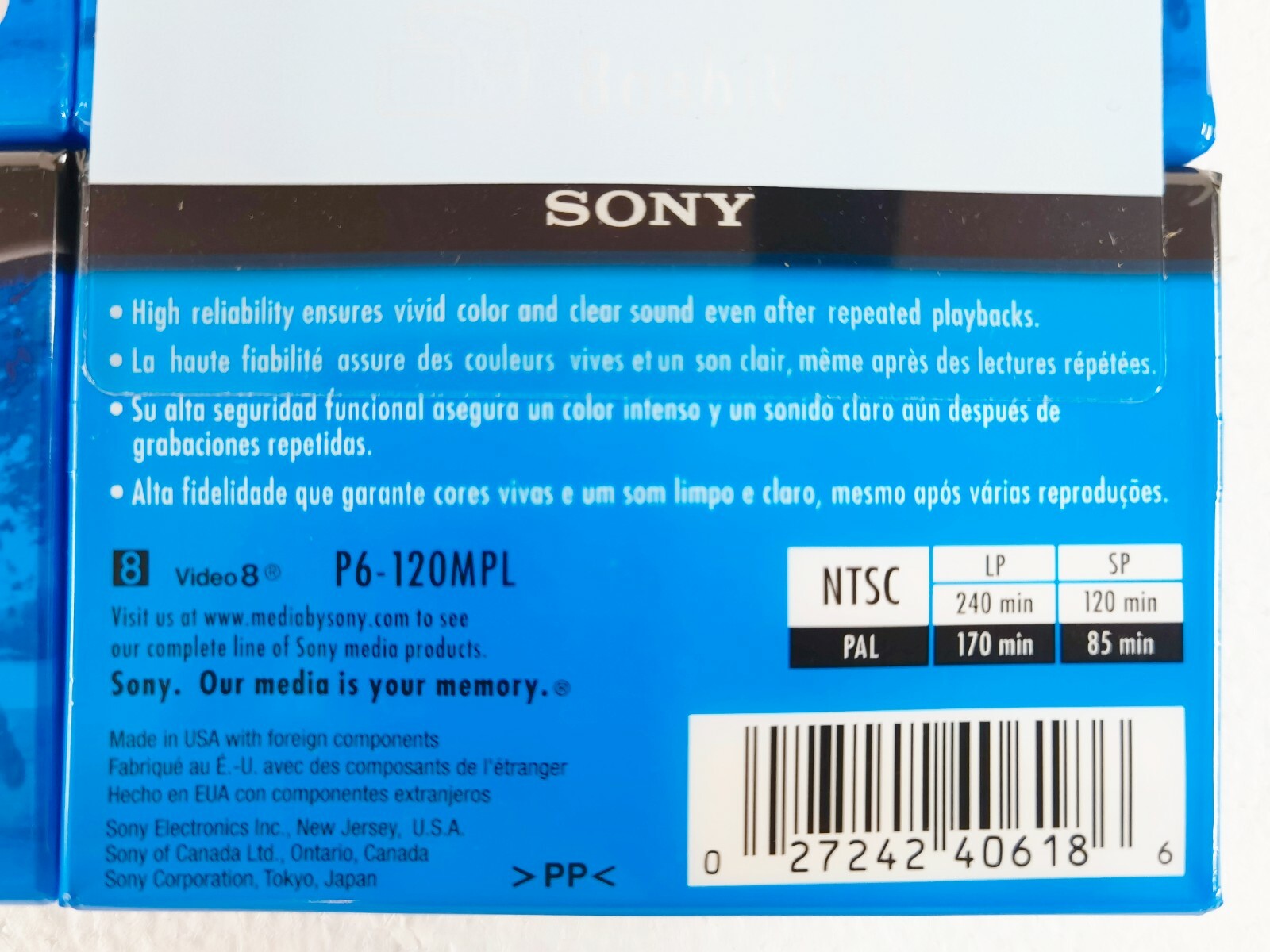 10 SONY 8mm Standard MP 120 Min Video 8 Tape P6-120MPL – Made in Japan