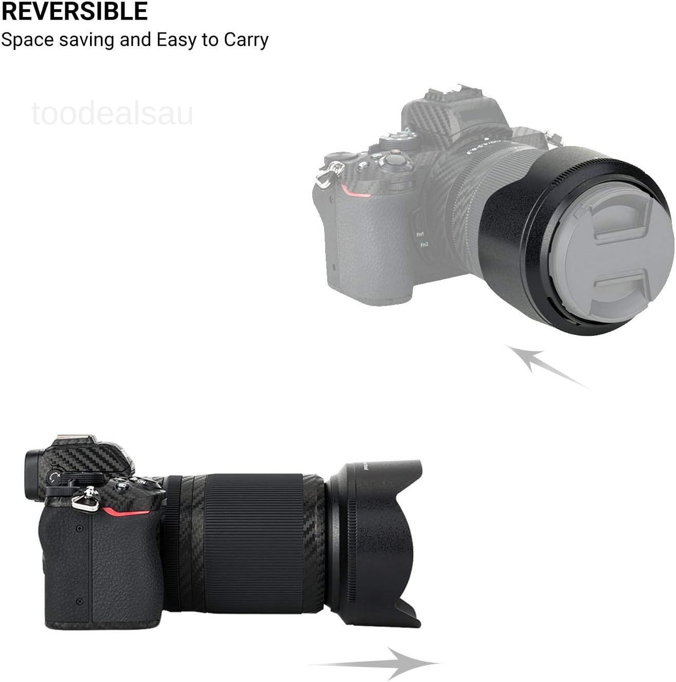 (1+1) Screw on + Bayonet Lens Hood Shade for Nikon Z30 Z50 Z fc Dual Lens Kit
