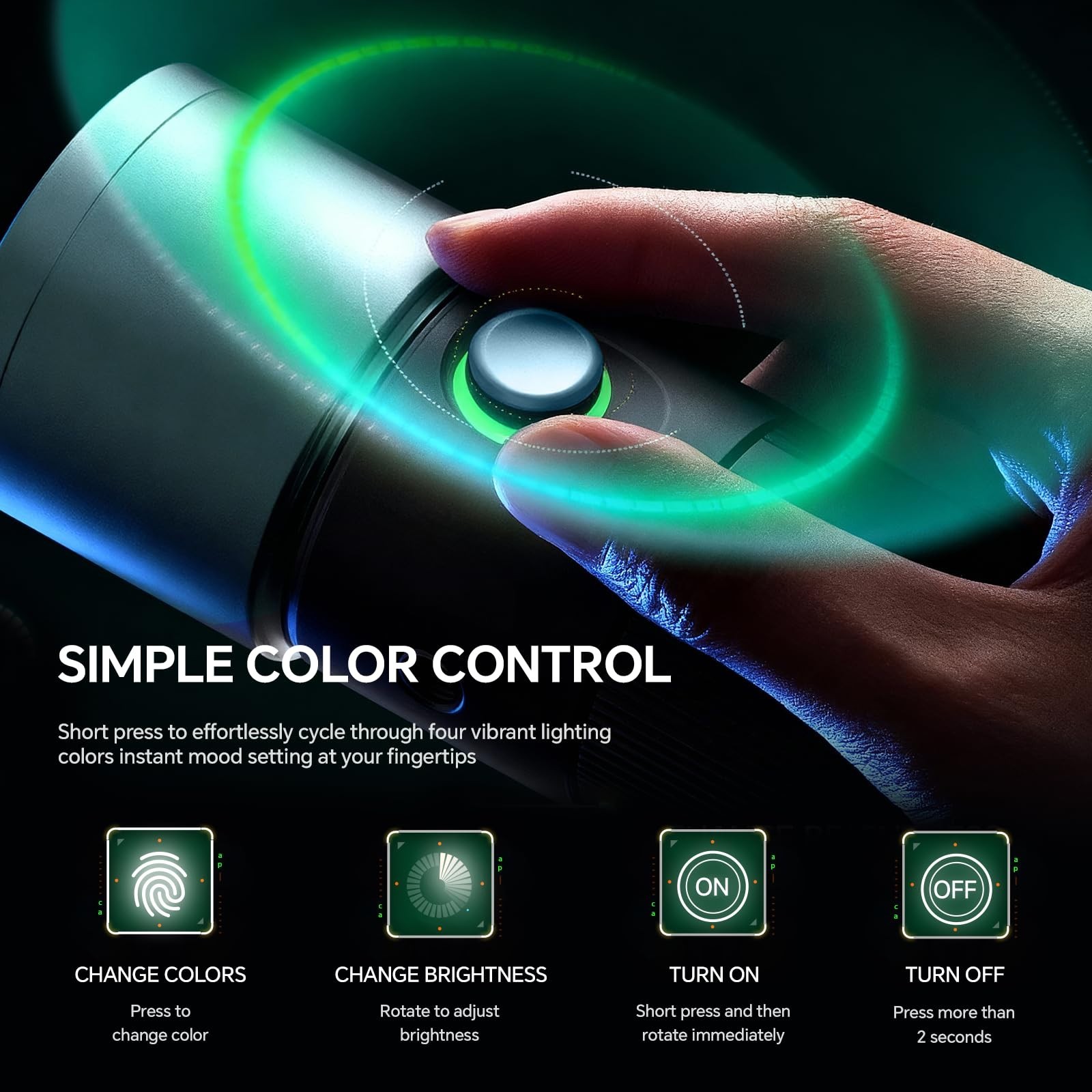 4 Colors Photography Flashlight with 20 Magnetic Gobos, 8400mAh Portable LED Stu