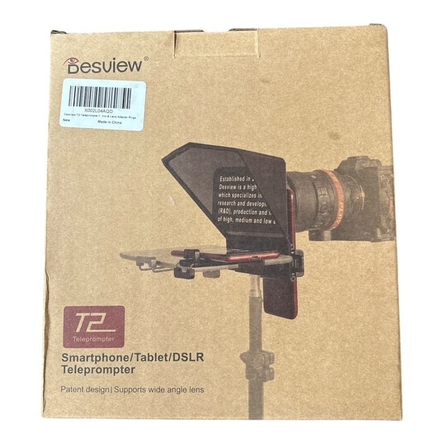 Desview T2 Smartphone, Tablet, DSLR Teleprompter w/ Remote & Lens Adapter Rings