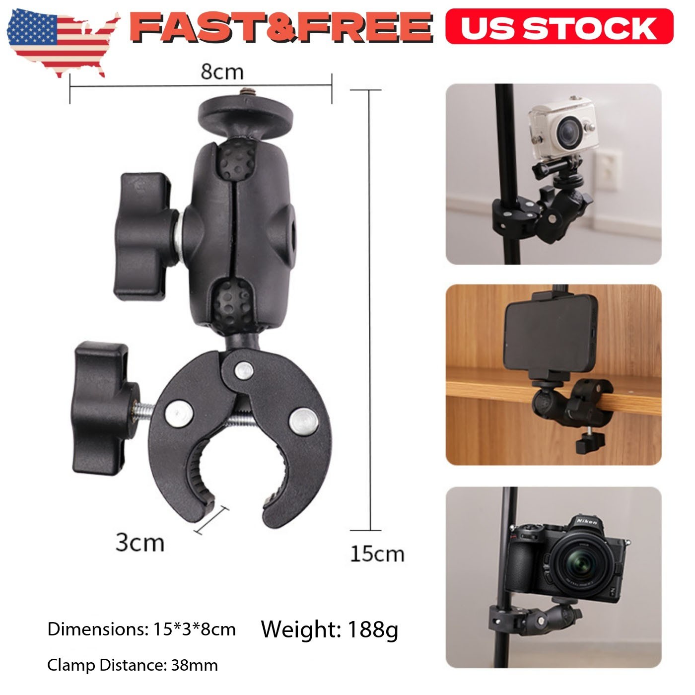 New 120cm Invisible Extendable Selfie Stick+Motorcycle Mount For Insta360 X3X4X5
