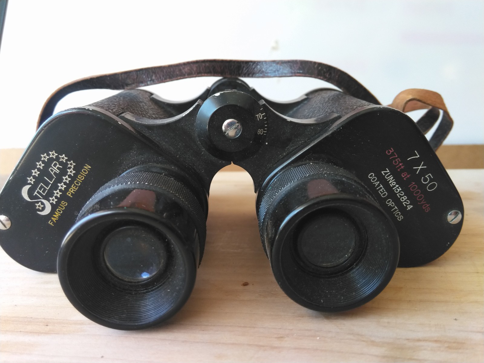 Vintage Stellar 7×50 Precision Binoculars Coated Optics Japan w/ Leather Case