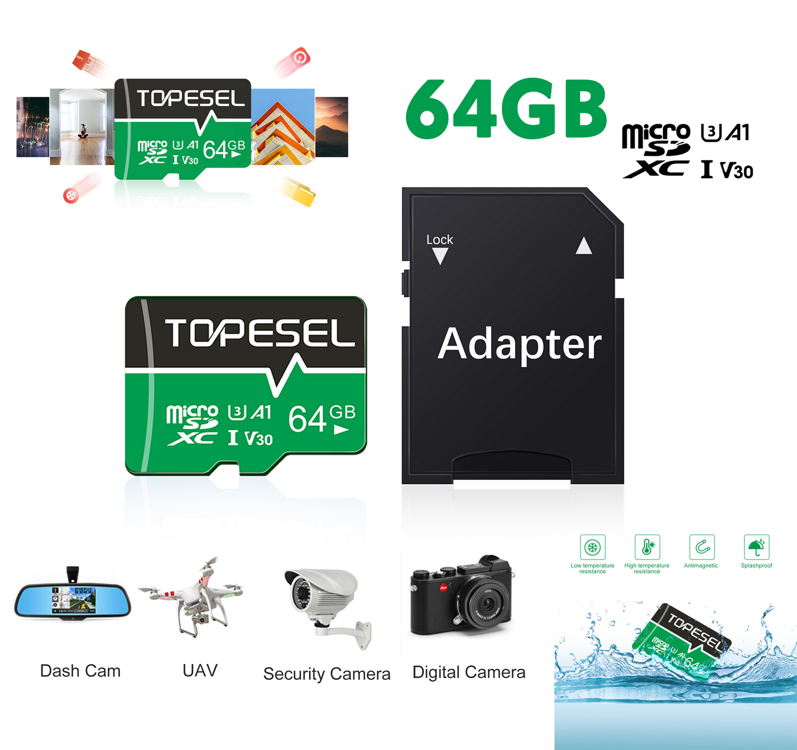 1X Micro SD Card 64GB Class 10 SDXC SDHC Memory Card TF Card For Phone Camera
