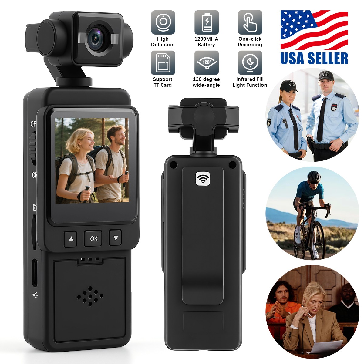 WiFi Pocket Action 1080P Camera 270° Rotation Vlog Camera Handheld DV Sports Cam