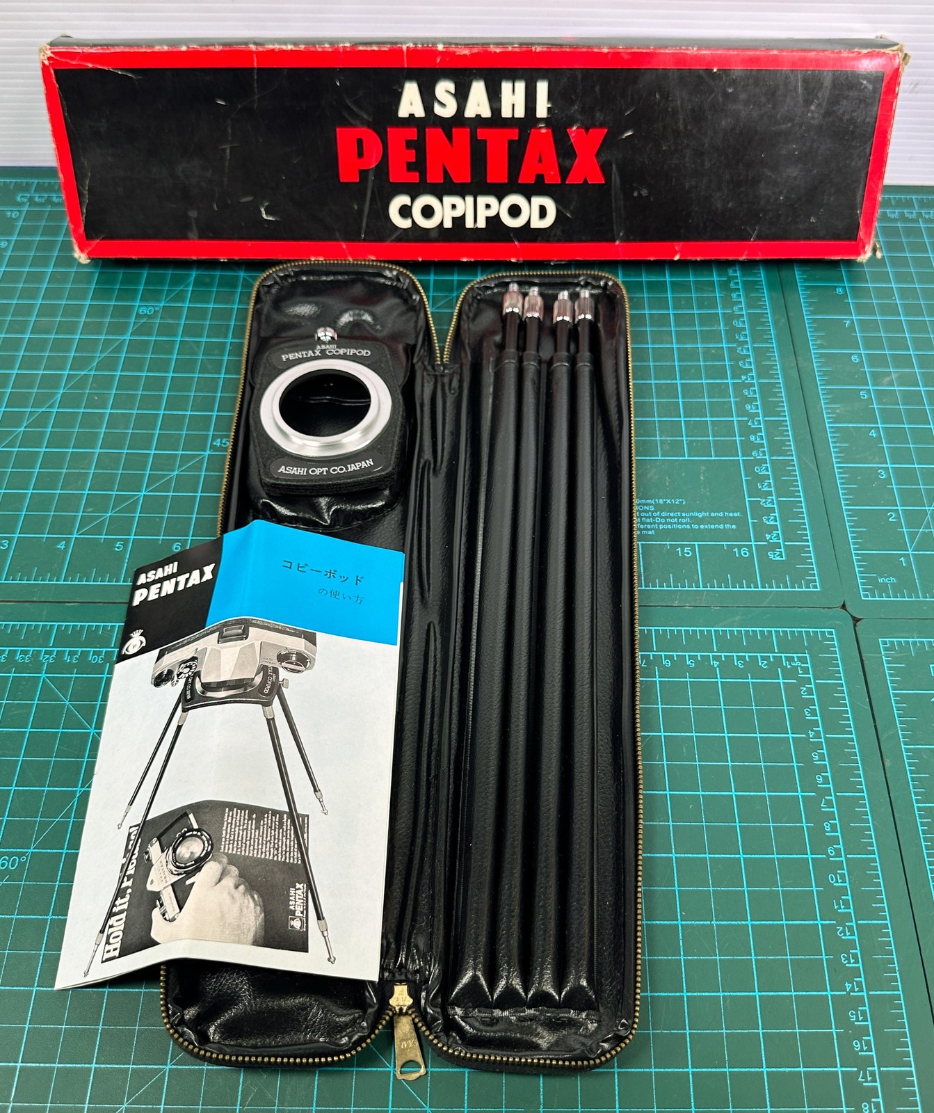 Vintage Asahi Pentax Copipod Camera Table-Top Tripod W/ Case Manual Box Japan