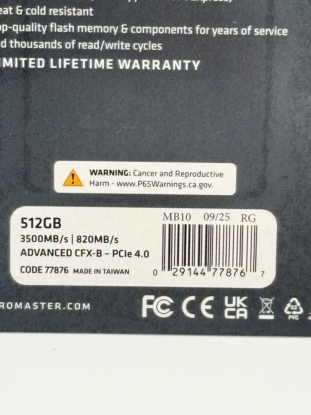 Promaster 512GB Advanced CFexpress 4.0 Type B 77876 3500mb/s Read, 820mb/s Write