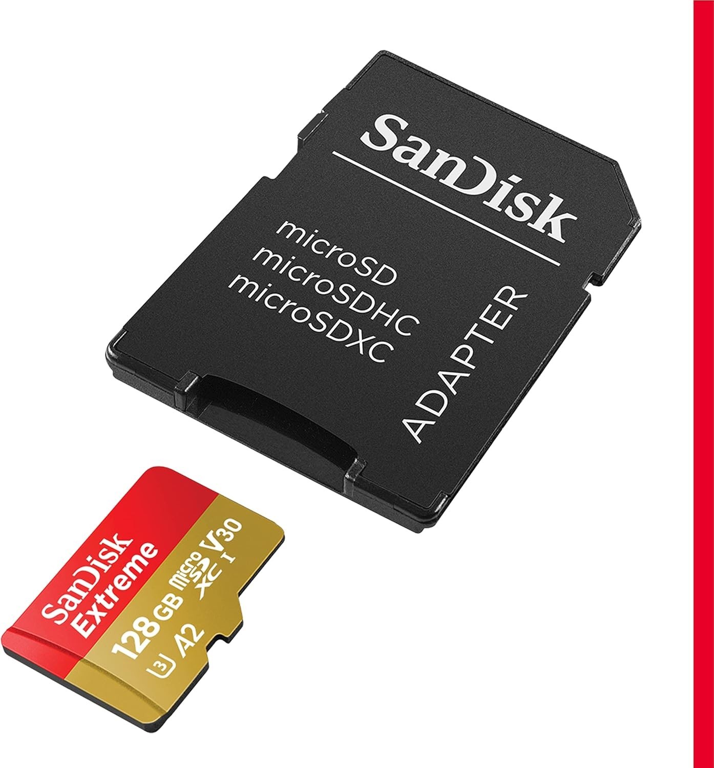 128GB Extreme microSDXC Card UHS-I Memory Card with Adapter C10 U3 V30