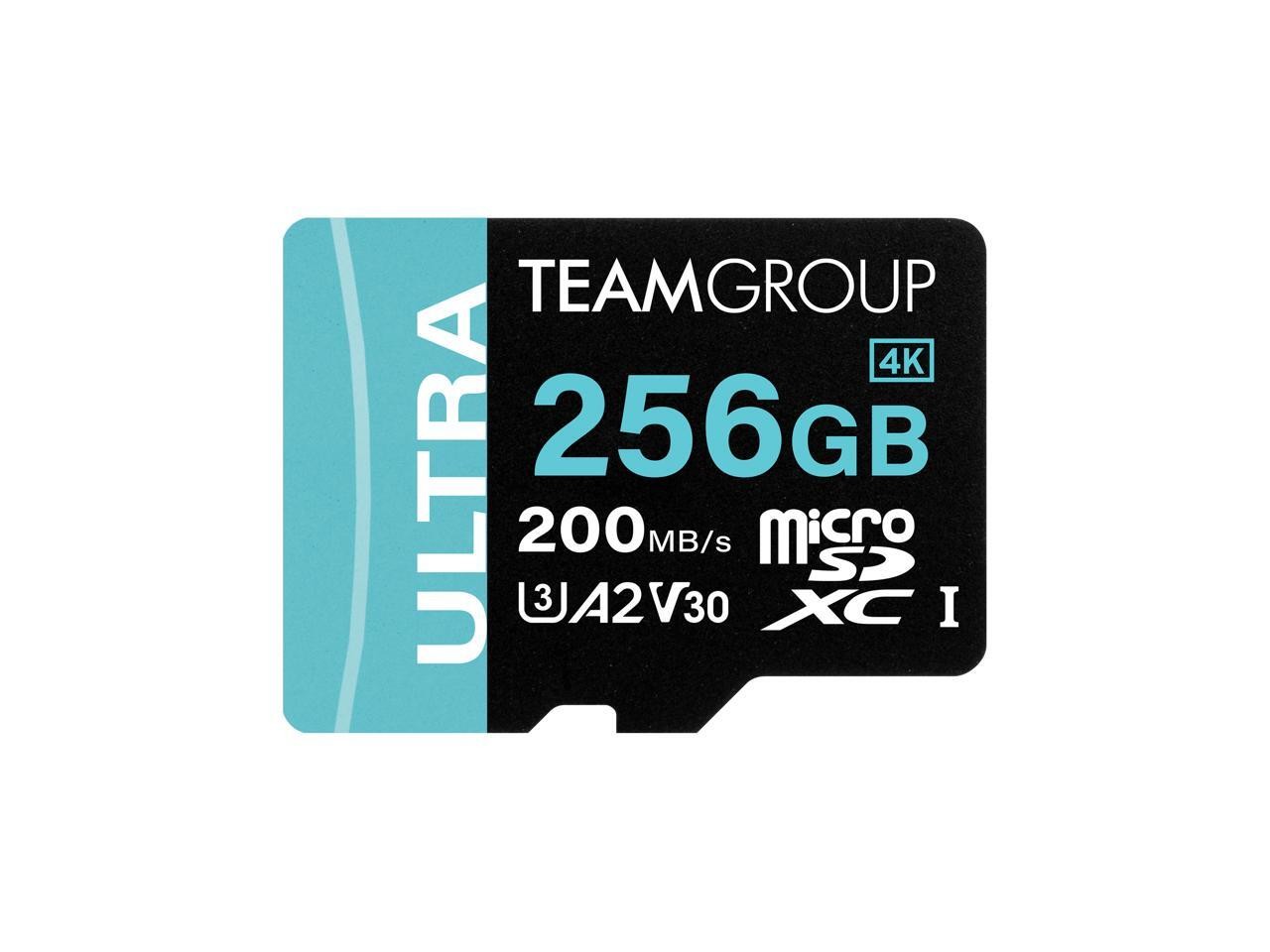 Team 256GB Ultra-Fast microSDXC UHS-I/U3 Memory Card with Adapter, compatible wi