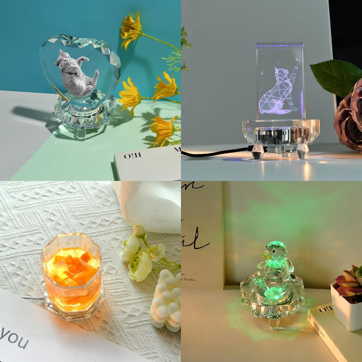 Crystal LED Light Base Multicolor Changing Pedestal Color Show Stand Lighted …